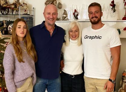 Simone Rossi with his parents Mariella and Marco Rossi and sister Gaia Rossi.